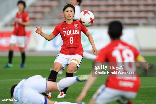 Hikaru Naomoto of Urawa Red Diamonds Ladies in action during the Nadeshiko League match between Urawa Red Diamonds Ladies and Mynavi Vegalta Sendai...