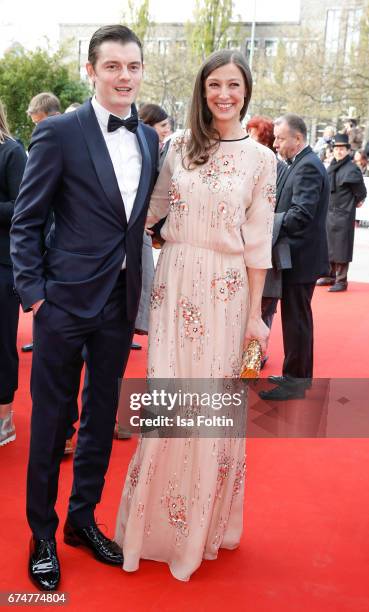 Alexandra Maria Lara and her husband Sam Riley during the Lola - German Film Award red carpet arrivals at Messe Berlin on April 28, 2017 in Berlin,...