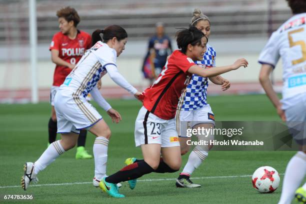 Aoi Kizaki of Urawa Red Diamonds Ladies in action during the Nadeshiko League match between Urawa Red Diamonds Ladies and Mynavi Vegalta Sendai...