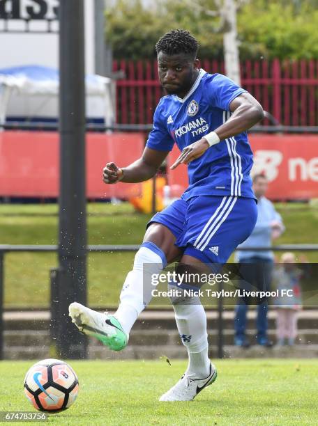 Joseph Colley of Chelsea in action during the Liverpool v Chelsea U18 Premier League game at The Kirkby Academy on April 29, 2017 in Kirkby, England.