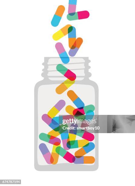 stockillustraties, clipart, cartoons en iconen met pillen en capsules - vitamin