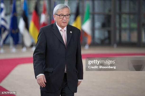 Jean-Claude Juncker, president of the European Commission, arrives for a European Union leaders emergency Brexit summit at the Europa building in...