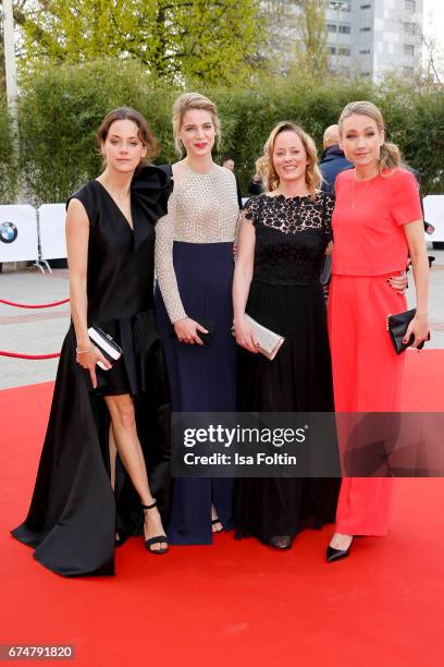 German actress Anja Knaue, Rike Schmid, Silke Bodenbender and Lisa Maria Potthoff during the Lola - German Film Award red carpet arrivals at Messe...