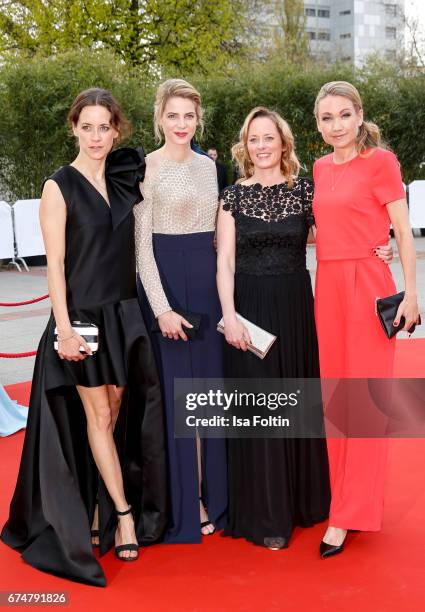 German actress Anja Knaue, Rike Schmid, Silke Bodenbender and Lisa Maria Potthoff during the Lola - German Film Award red carpet arrivals at Messe...