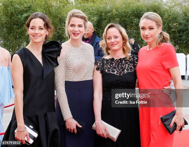 German actress Anja Knaue, Rike Schmid, Silke Bodenbender and Lisa Maria Potthoff during the Lola - German Film Award red carpet arrivals at Messe...
