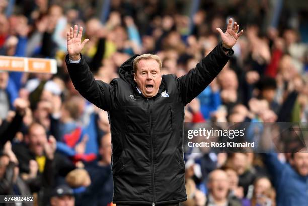 Harry Redknapp the manager of Birmingham City celebrates after the opening goal during the Sky Bet Championship match between Birmingham City and...