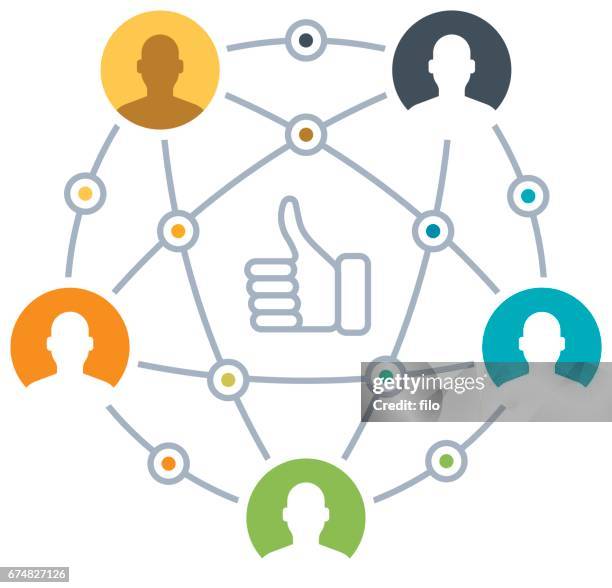 people social network - five people stock illustrations