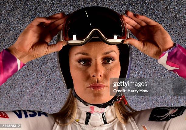 Alpine skier Lindsey Vonn poses for a portrait during the Team USA PyeongChang 2018 Winter Olympics portraits on April 28, 2017 in West Hollywood,...