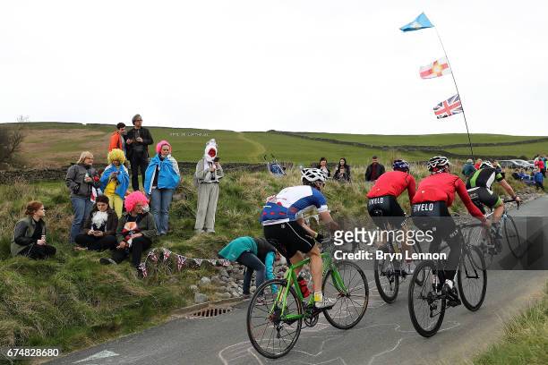 Amateur riders make their way up the Cote de Lofthouse ahead of stage two of the 2017 Tour de Yorkshire on April 29, 2017 in Lofthouse, England.