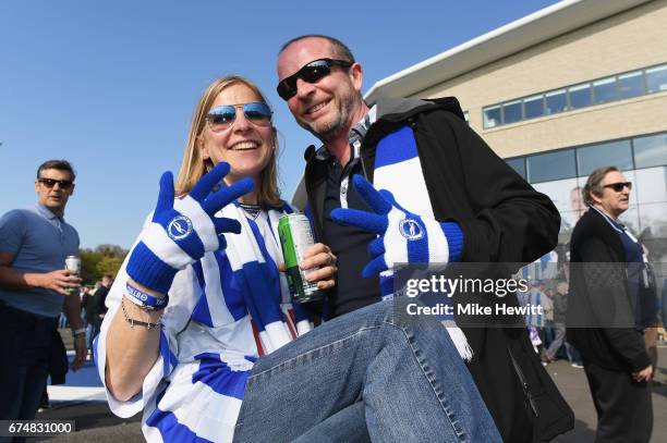 Brighton fans enjoy the pre match atmosphere prior to the Sky Bet Championship match between Brighton & Hove Albion and Bristol City at Amex Stadium...