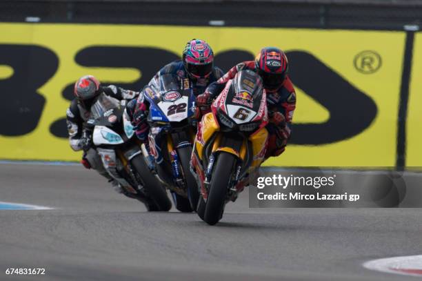 Stefan Bradl of Germany and Red Bull Honda World Superbike team leads the field during the race 1 during the FIM World Superbike Championship Assen -...