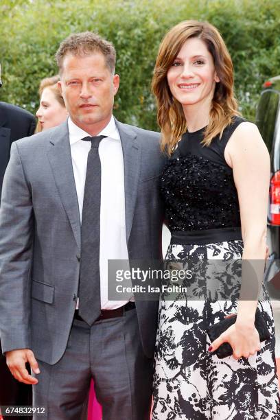 German actor Til Schweiger and Christina Hecke during the Lola - German Film Award red carpet arrivals at Messe Berlin on April 28, 2017 in Berlin,...