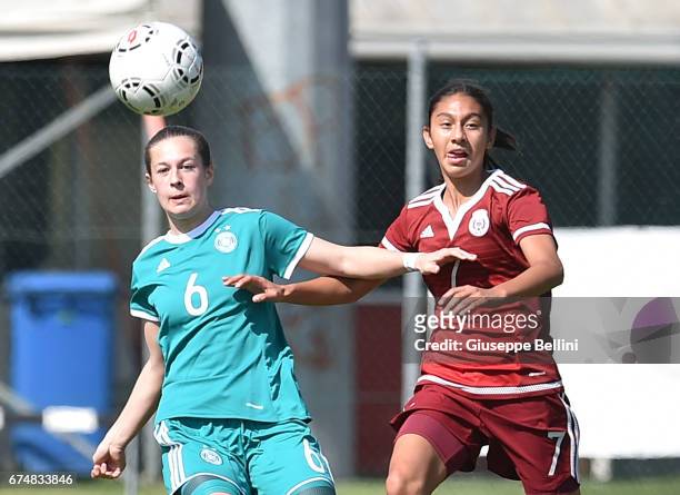 Lina Jubel of Germany U16 and Fatima Beltram of Mexico U16 in action during the 2nd Female Tournament 'Delle Nazioni' match between Germany U16 and...