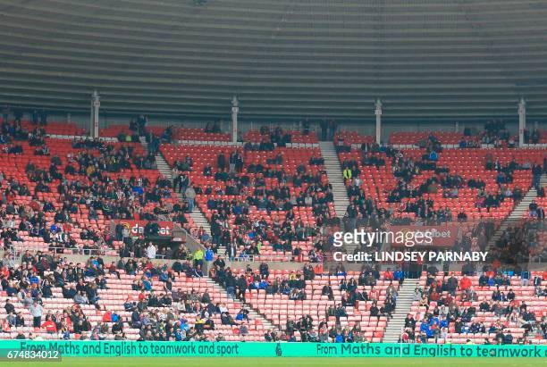 Seats are left empty during the English Premier League football match between Sunderland and Bournemouth at the Stadium of Light in Sunderland,...