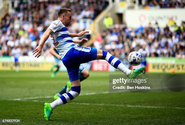 Chris Gunter of Reading crosses the ball during the Sky Bet Championship match between Reading and Wigan Athletic at Madejski Stadium on April 29,...