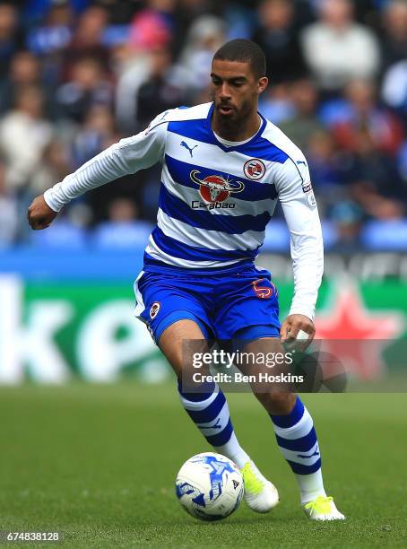 Lewis Grabban of Reading in action during the Sky Bet Championship match between Reading and Wigan Athletic at Madejski Stadium on April 29, 2017 in...