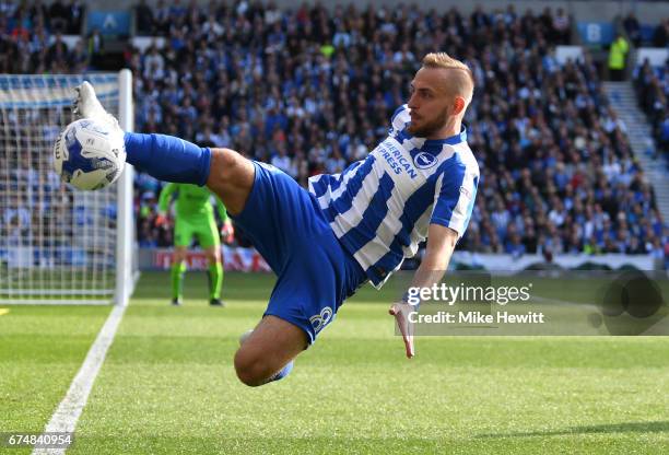 Jiri Skalak of Brighton and Hove Albion controls the ball during the Sky Bet Championship match between Brighton & Hove Albion and Bristol City at...