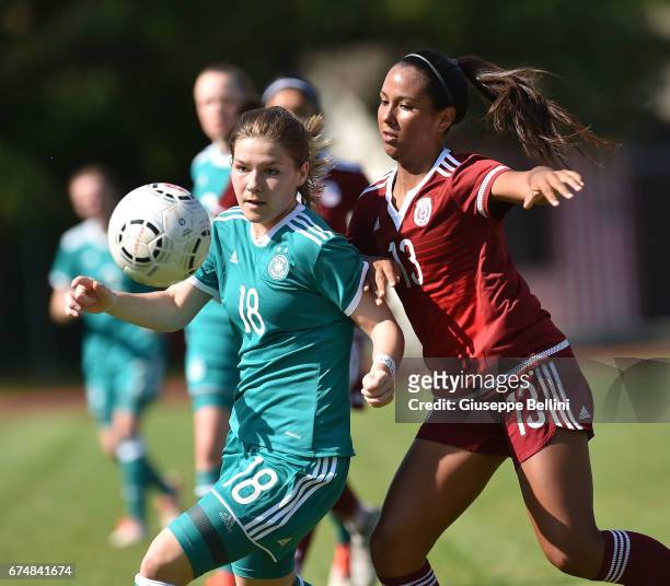Pauline Berning of Germany U16 and Aolani Godoy of Mexico U16 in action during the 2nd Female Tournament 'Delle Nazioni' match between Germany U16...