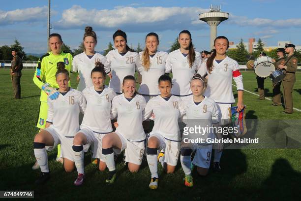Italy U16 pose during the 2nd Female Tournament 'Delle Nazioni' final match between Italy U16 and USA U16 on April 29, 2017 in Gradisca d'Isonzo,...