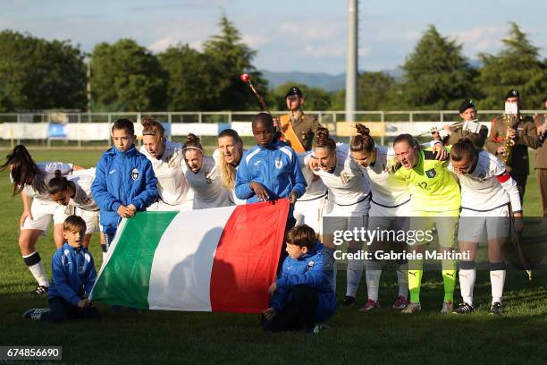 Italy U16 team are seen during the 2nd Female Tournament 'Delle Nazioni' final match between Italy U16 and USA U16 on April 29, 2017 in Gradisca...