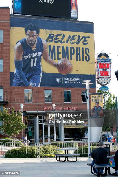 View of a Memphis Grizzlies Playoff sign before the game between the Memphis Grizzlies and the San Antonio Spurs during Game Six of the Western...