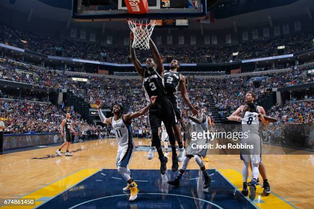 Dewayne Dedmon of the San Antonio Spurs gets the rebound during the game against the Memphis Grizzlies during Game Six of the Western Conference...