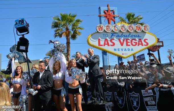Nevada Gov. Brian Sandoval announces David Sharpe of Florida as the Oakland Raiders' fourth-round draft pick in the 2017 NFL Draft at the Welcome to...