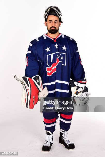 Paralympic ice sledge hockey player Steve Cash poses for a portrait during the Team USA PyeongChang 2018 Winter Olympics portraits on April 29, 2017...