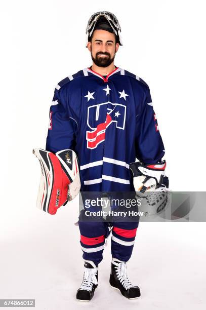 Paralympic ice sledge hockey player Steve Cash poses for a portrait during the Team USA PyeongChang 2018 Winter Olympics portraits on April 29, 2017...
