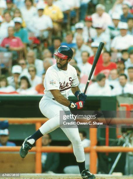 Harold Baines of the Chicago White Sox circa 1989 bats in the 1989 MLB All Star game at the Big A in Anaheim, California.