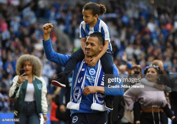 Liam Rosenior of Brighton and Hove Albion salutes the fans after the Sky Bet Championship match between Brighton & Hove Albion and Bristol City at...