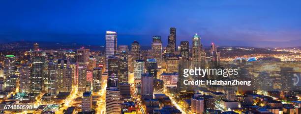 seattle panaramic - seattle in the spring stock pictures, royalty-free photos & images