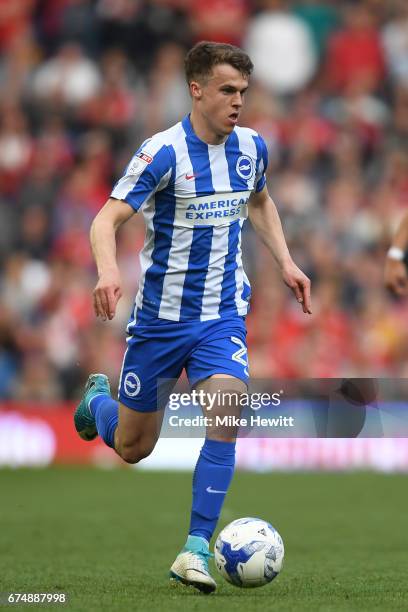 Solly March of Brighton in action during the Sky Bet Championship match between Brighton & Hove Albion and Bristol City at Amex Stadium on April 29,...