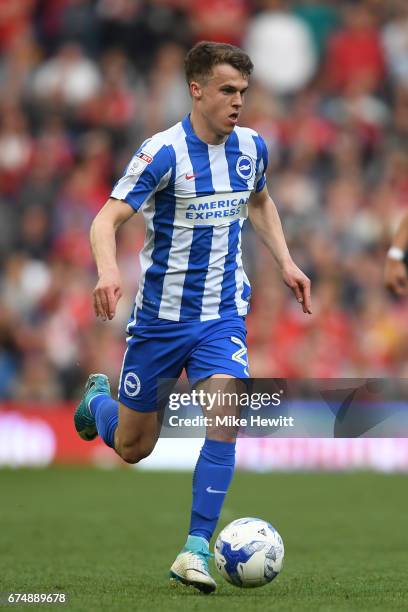 Solly March of Brighton in action during the Sky Bet Championship match between Brighton & Hove Albion and Bristol City at Amex Stadium on April 29,...