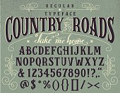 Country roads handcrafted retro typeface