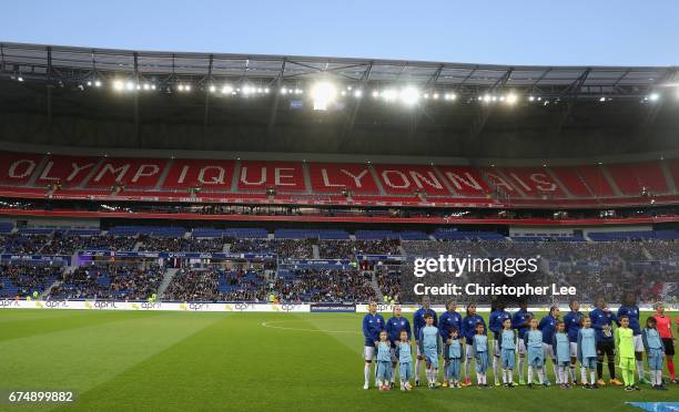 Olympique Lyon first eleven during the UEFA Women's Champions League Semi Final second leg match between Olympique Lyon and Manchester City at the...