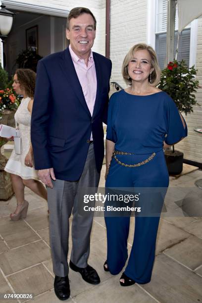 Senator Mark Warner, a Democrat from Virginia, left, and Democratic strategist Hilary Rosen attend the 24th Annual White House Correspondents' Garden...