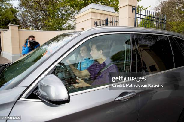 Prince Floris and Princess Aimee of The Netherlands arrive at Palace Noordeinde for an private birthday party for King Willem-Alexander in the Royal...