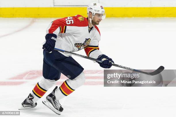 Jakub Kindl of the Florida Panthers plays in the game against the Ottawa Senators at Canadian Tire Centre on April 7, 2016 in Ottawa, Ontario, Canada.