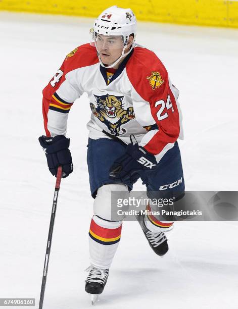 Jiri Hudler of the Florida Panthers plays in the game against the Ottawa Senators at Canadian Tire Centre on April 7, 2016 in Ottawa, Ontario, Canada.