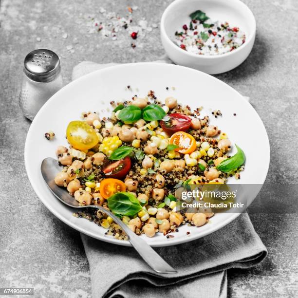 quinoa salad - quinoa and chickpeas stock pictures, royalty-free photos & images