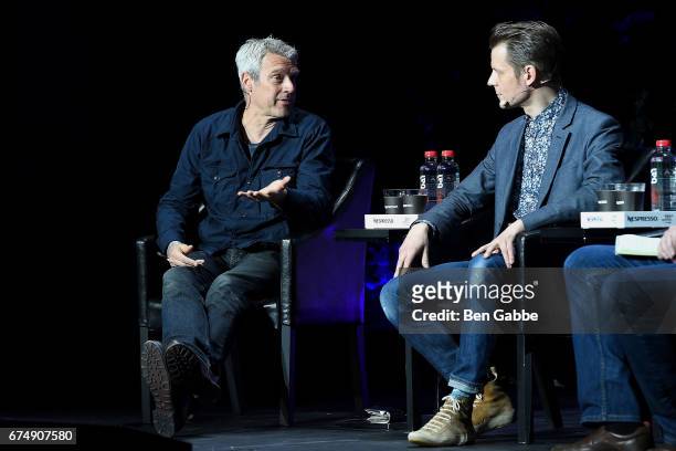 Filmmaker Neil Burger and writer Sam Lake speak at the Tribeca Games Festival during Tribeca Film Festival at Spring Studios on April 29, 2017 in New...
