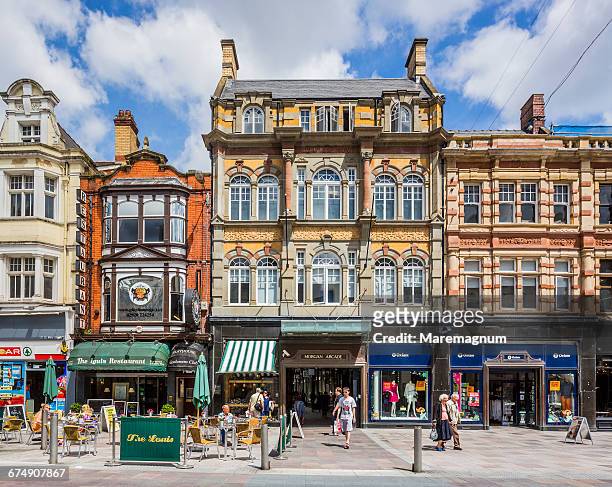 cardiff city centre, st mary street - cardiff wales stock pictures, royalty-free photos & images