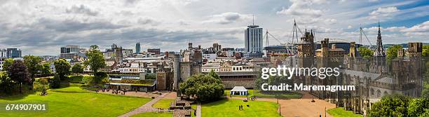 cardiff city centre, cardiff castle and the town - cardiff stock pictures, royalty-free photos & images