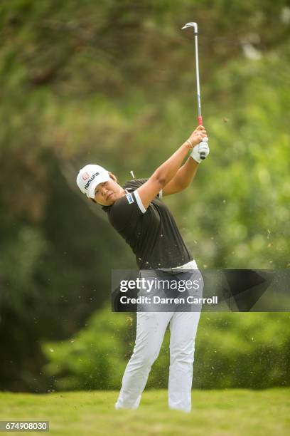 Haru Nomura of Japan plays her tee shot at the thirteenth hole during the third round of the Volunteers of America North Texas Shootout at Las...