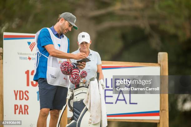 Cristie Kerr of the United States prepares to play her tee shot at the thirteenth hole during the third round of the Volunteers of America North...