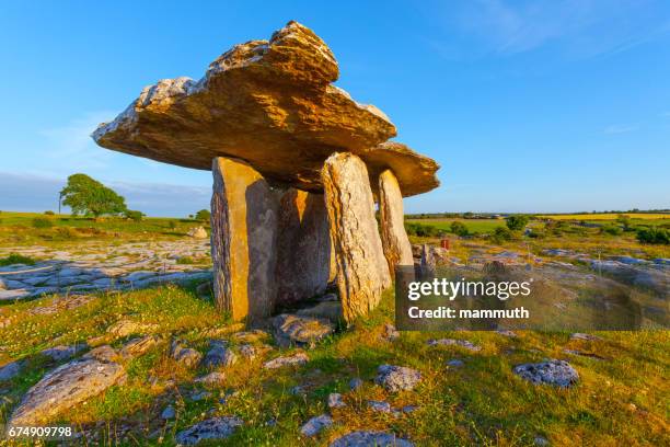 poulnabrone dolmen nella contea di clare, irlanda - dolmen foto e immagini stock