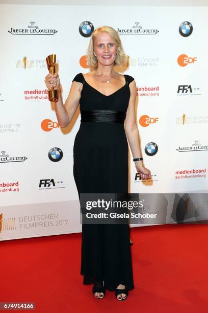 Heike Parplies, award winner for best cut in 'Toni Erdmann' during the Lola - German Film Award 2017 at Palais am Funkturm on April 28, 2017 in...