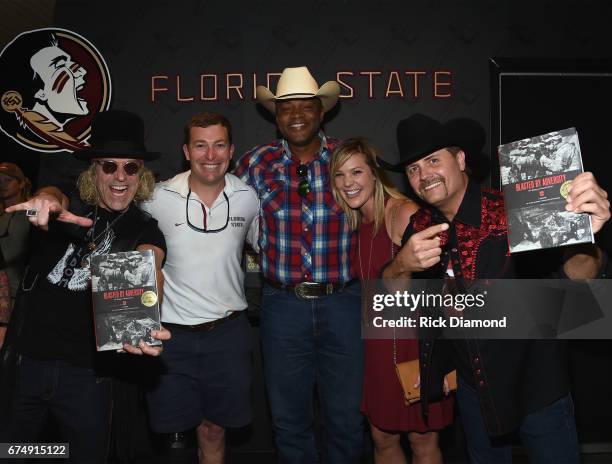 Big Kenny of Big & Rich, Author/SSG Luke Murphy, Cowboy Troy of Big & Rich, Stephanie Murphy and John Rich of Big & Rich backstage during Doak After...