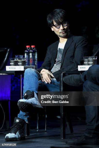 Video game designer Hideo Kojima speaks at the Tribeca Games Festival during Tribeca Film Festival at Spring Studios on April 29, 2017 in New York...